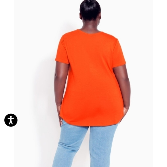 NWT Avenue V-Neck Cut-Out Top in Tangerine - Picture 4 of 8